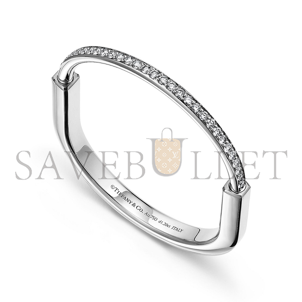 TIFFANY LOCK BANGLE IN WHITE GOLD WITH HALF PAVÉ DIAMONDS 70425300